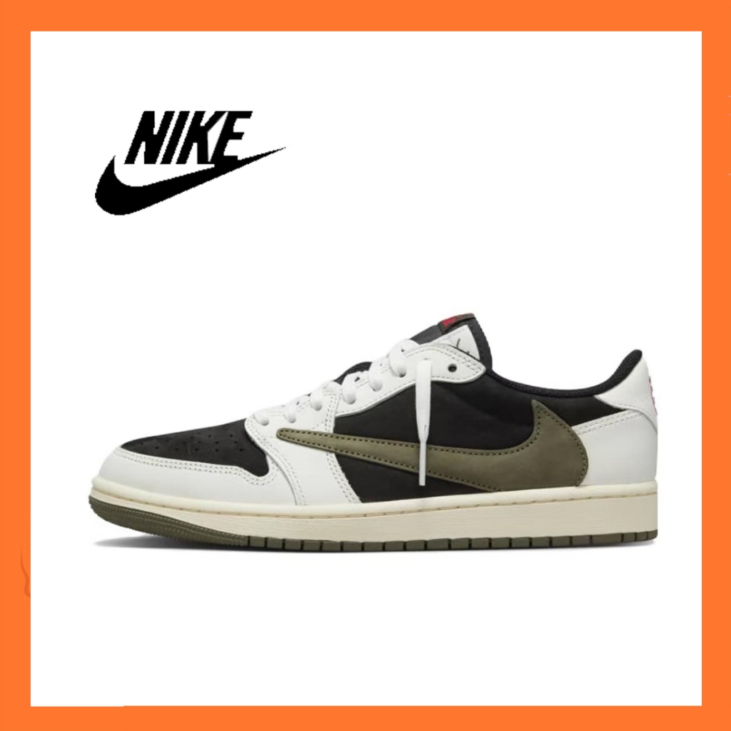 โปรโมชั่นในราคาต่ำ Nike Travis Scott x Jordan Air Jordan 1 รองเท้าผ้าใบ ใส่ได้ทั้งผู้หญิง&ผู้ช้าย