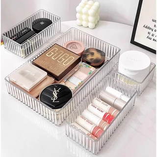 กล่องลิ้นชักพลาสติกใส กล่องใส่ของ จัดระเบียบ ถาดใสของใส่ 5/6ชิ้น วางซ้อนกันได้