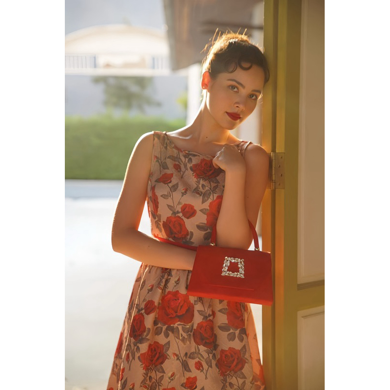Classic Floral Opulence Dress (รวมโบว์สีแดง)