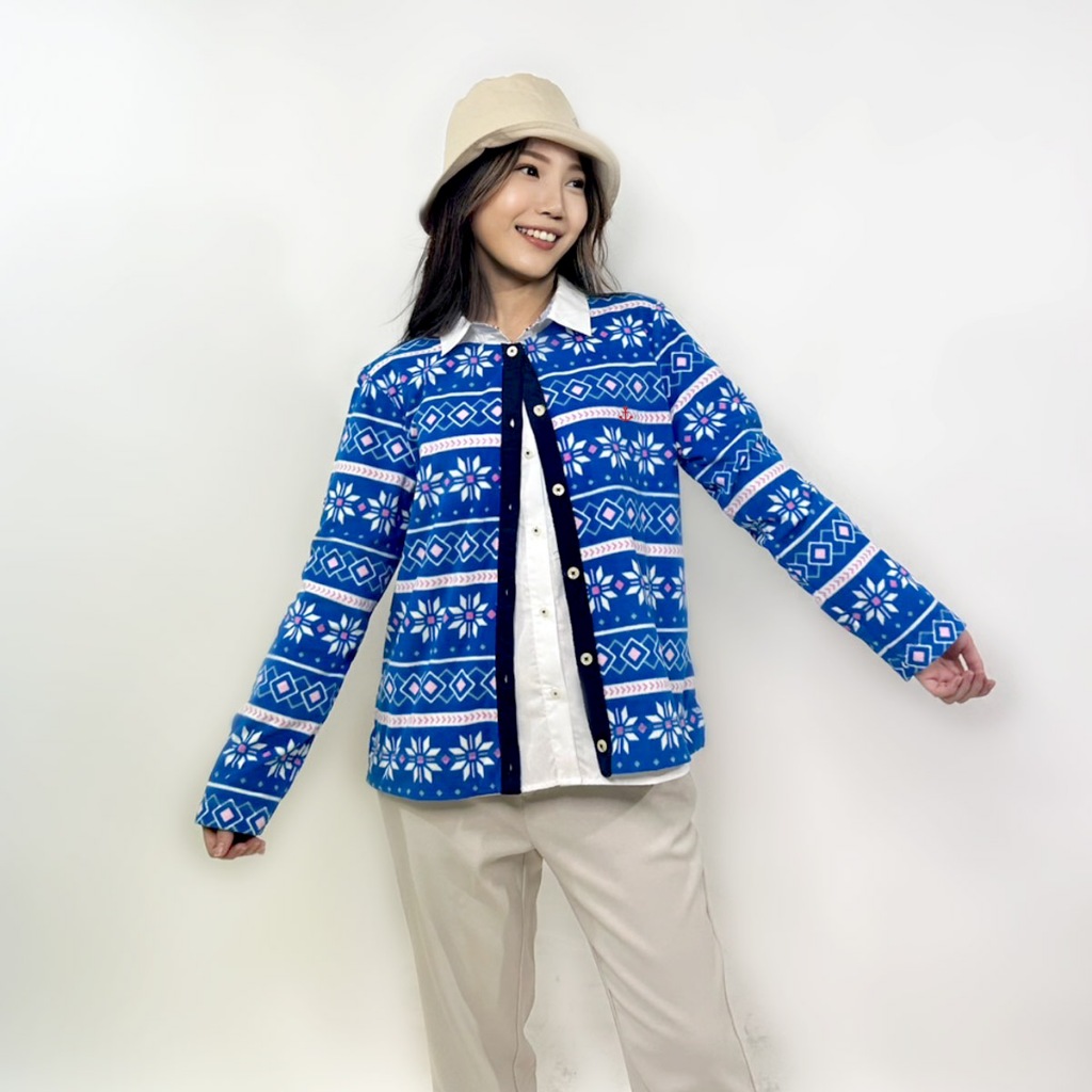PORTLAND เสื้อแจ็คเก็ต ลายพิมพ์ ผ้าขน สีน้ำเงิน / Fleece Long Sleeves Jacket (Blue)