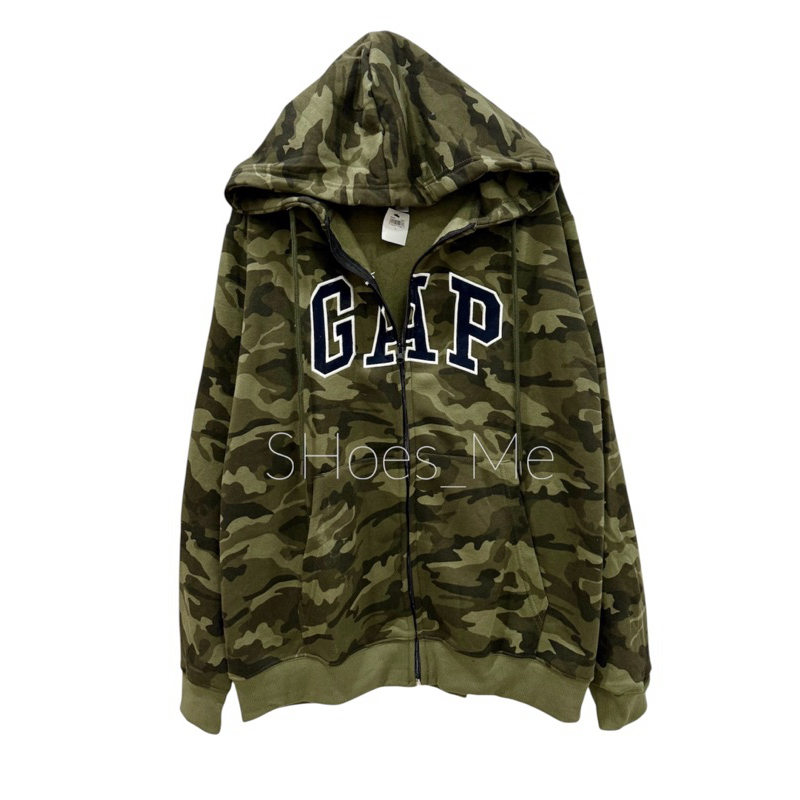 เสื้อคลุมกันหนาวมีฮู้ด ลายทหารพราง งานปัก Ggap ผ้าสำลี (หนากลาง)