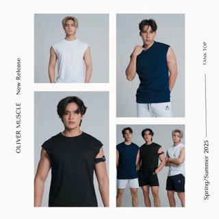 OLIVER MUSCLE เสื้อยืดแขนกุดทรงเกาหลี สีพื้น ผ้านุ่ม ใส่สบายไม่ร้อน แบรนด์ Oliver Muscle