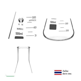 ขวดชมพู่ ขวดรูปชมพู่ Erlenmeyer flask 50ml 100ml 250ml 500ml 1000ml อุปกรณ์วิทยาศาสตร์