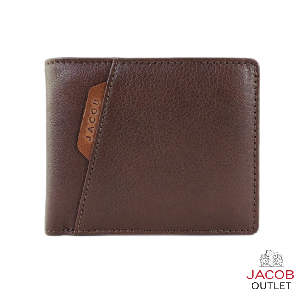 JACOB กระเป๋าสตางค์หนัง สีน้ำตาลพร้อมช่องใส่รูปถ่าย - Brown Leather Wallet with Photo Slot | 22452