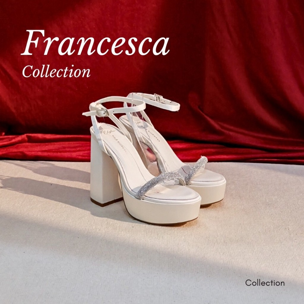 Chamellia Glow - Francesca รองเท้าเจ้าสาวส้นสูงสายรัดข้อ พื้นนุ่มพิเศษ ตกแต่งด้วยเพชรคาดหน้าหรูหรา ส