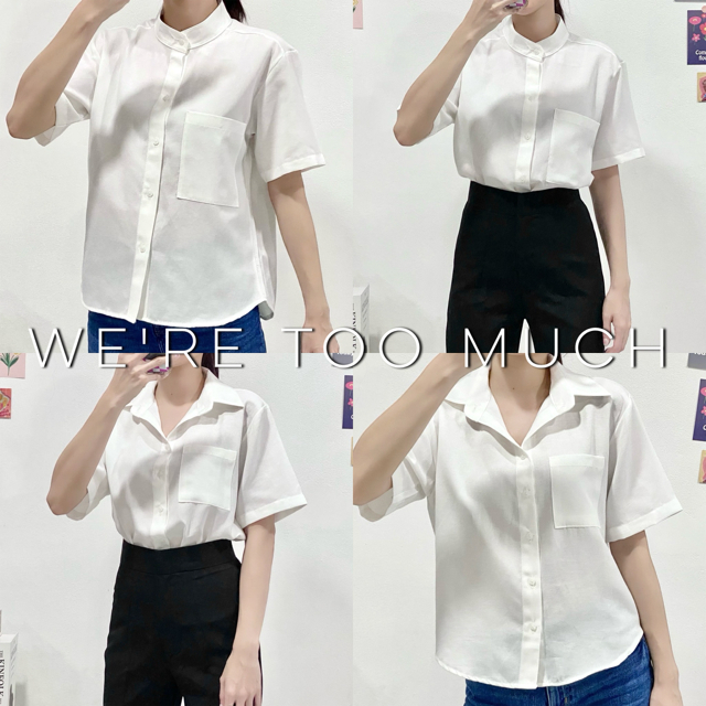 WERETOOMUCH เสื้อเชิ้ตแขนสั้น คอปก คอจีน อก 38-42 ผ้าอ็อกฟอร์ด Oxford เสื้อนักศึกษา
