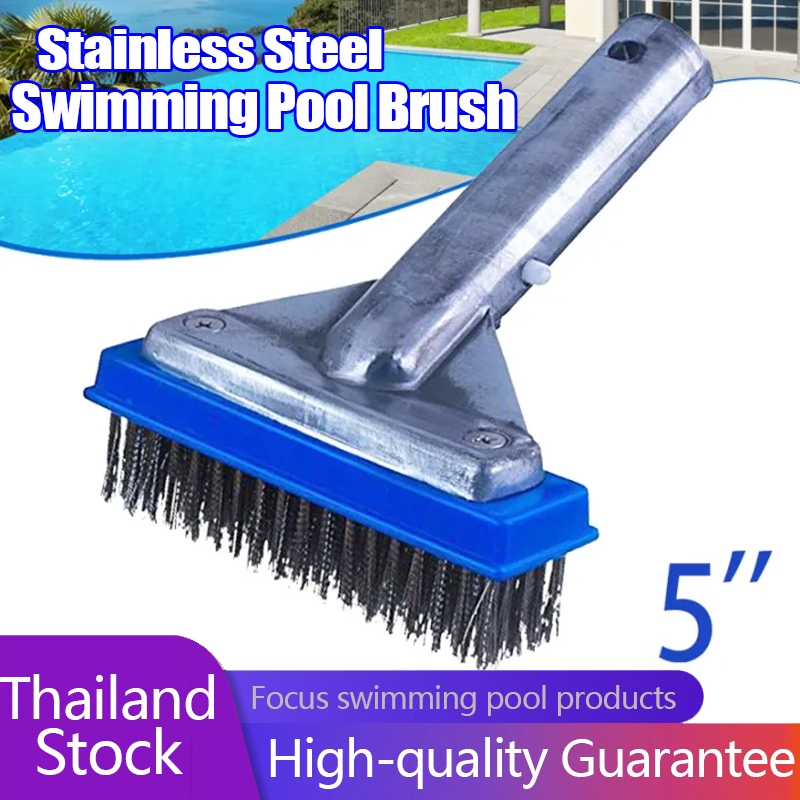 5Inch Stainless Steel Bristles Swimming Pool Cleaning Brush Pool Bottom Wall Cleaning Heavy Duty Wire Pool Brush