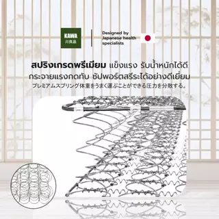 Kawa ที่นอนสปริงพรีเมียม รุ่น Kurana ความหนา 8 นิ้ว นุ่มเด้ง นอนสบาย แข็งแรง ทนทาน ช่วยป้องกันการสะสมไรฝุ่น