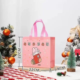 กระเป๋าถือ เคลือบกันน้ำ ถุงผ้าพิมพ์ลาย Shopping bag (S24)