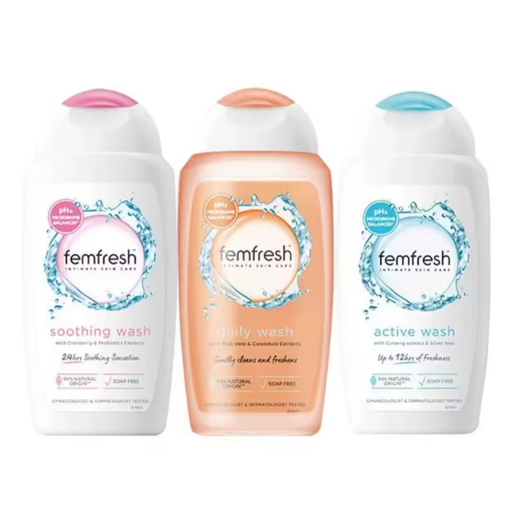 ชิ้นส่วนส่วนตัวหญิง Femfresh ล้างป้องกันอาการคันกรดอ่อนต้านเชื้อแบคทีเรียดูแลทุกวัน