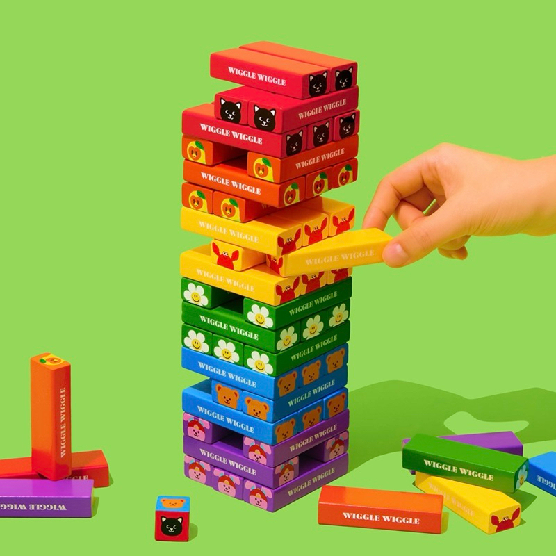 พร้อมส่ง🌈Wiggle Wiggle ของแท้ 💯 บล็อกตัวต่อ Wood Block Set ของเล่น เกมส์ไม้จังก้า บล็อกไม้ เกมส์ไม้ตึกถล่ม 87009