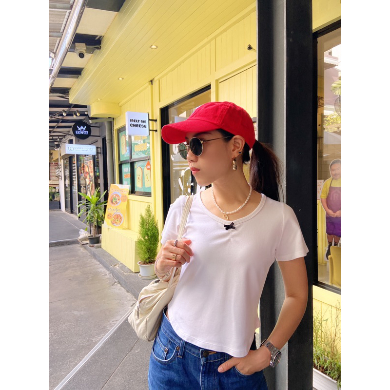 Baby bow t-shirt เสื้อยืดติดโบว์เล็ก