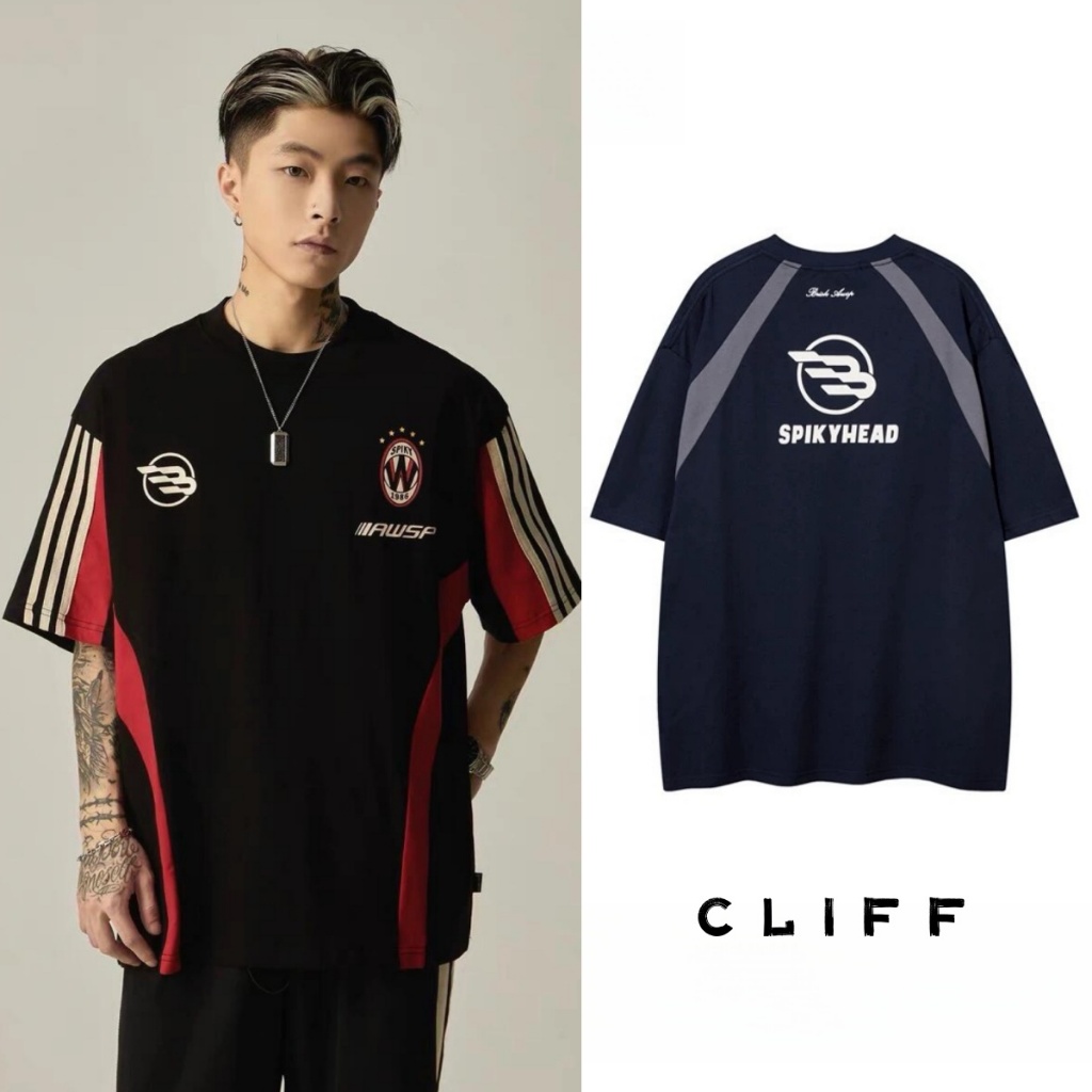 CLIFF เสื้อยืดผู้ชาย คอกลมแขนสั้น พิมพ์ลาย ลำลอง เย็บติดกัน ชุดคู่รัก เสื้อผู้หญิง