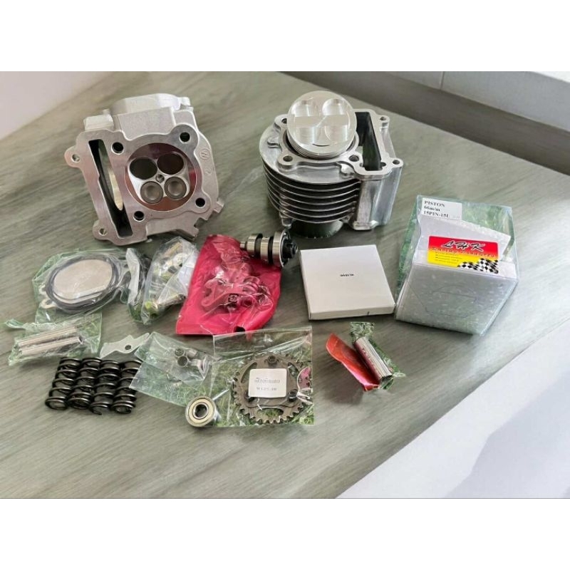 ชุดเสื้อฝา Mio 4วาล์ว ลูกLHK สลัก15มิล มีขนาด 59,66มิล ใส่รถชักเดิม,ชัก3,ชัก5 ได้เลย ฝาสูบเซ็ตหลังวา