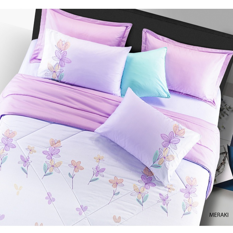 SANTAS ชุดเครื่องนอน ดีไซน์ MERAKI  6 ชิ้น ทอ 350 เส้นด้าย COTTON USA เส้นใยฝ้ายบริสุทธิ์ 100%