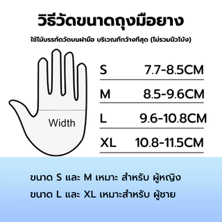 ThaiTop ถุงมือยาง สีขาว 100 ชิ้น ไม่มีแป้ง Nitrile Gloves
