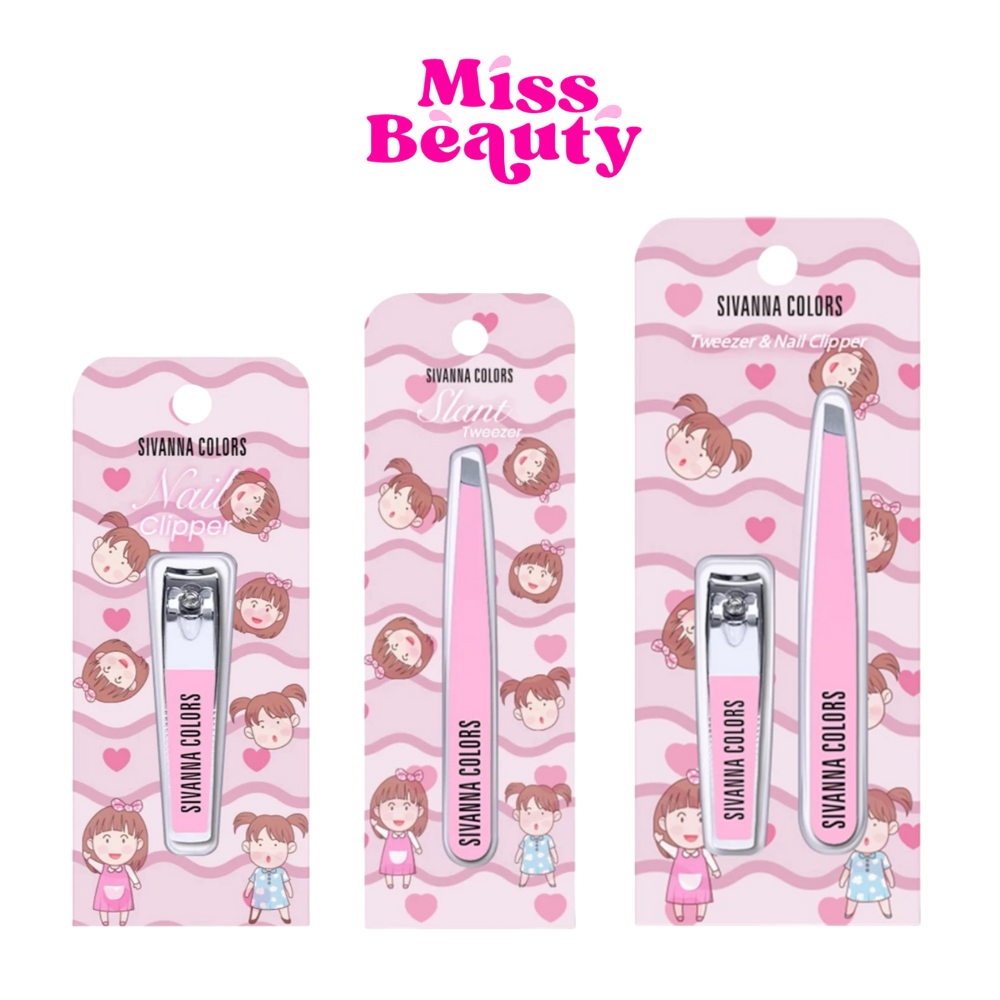 Sivanna Colors Pink Nail Clipper & Pink Tweezer ซีเวนน่า คัลเลอร์ส พิ้งค์ กรรไกรตัดเล็บ+แหนบ