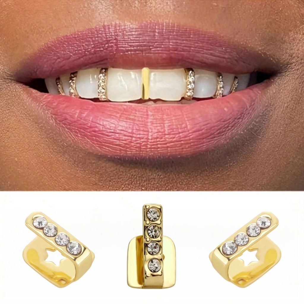 ที่ถอดออกได้ เพรชติดฟัน สไตล์ฮิปฮอป ทอง / เงิน ฟันแฟชั่น Teeth Grillzs Fashion เครื่องประดับแฟชั่น สําหรับย่างฟัน