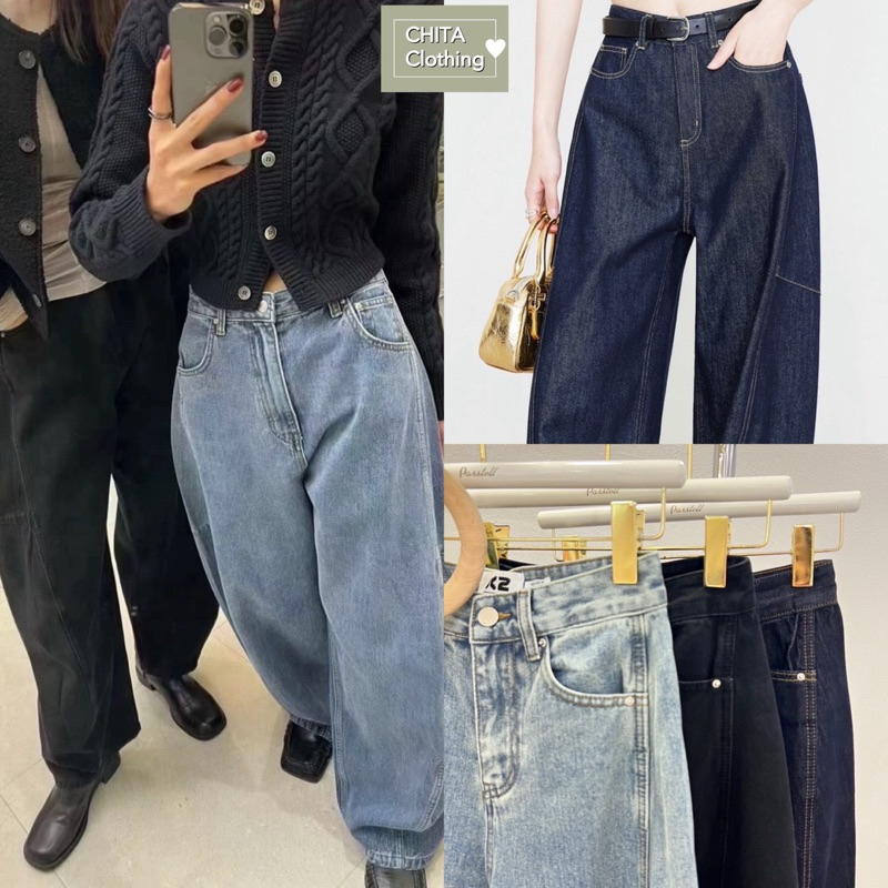 #passtell12855 Korea baggy jeans ยีนส์ทรง baggy หลวมๆ ทรงดีมากค้า บอลลูนนิดๆ ใส่สวยมาก