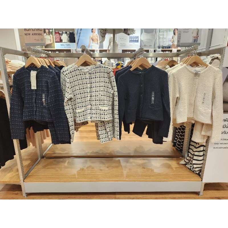 รับหิ้วของแท้ uniqlo เสื้อแจ็คเก็ตผู้หญิง ผ้าถัก ทรงสั้น