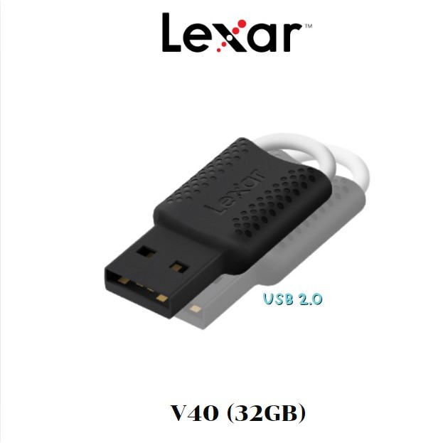 (32GB) Lexar แฟลชไดรฟ์ (JumpDrive V40 32GB-BK) Flash Drive USB 2.0 0 °C to 60 °C รับประกัน2ปี