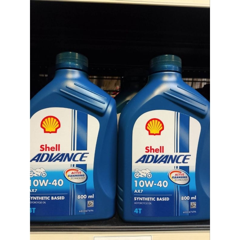 น้ำมันเครื่องรถมอเตอร์ไซร์กึ่งสังเคาะ ยี่ห้อ Shell ADVANCE AX7 10W-40 0.8L(OIL-AV4T-2)