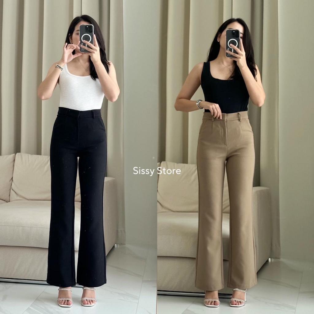 8281 SISSY : Ella Pant กางเกงขายาวเอวสูง ทรงขาม้าเล็ก ผ้ายืดนิ่ม พรางหุ่น ใส่สบาย