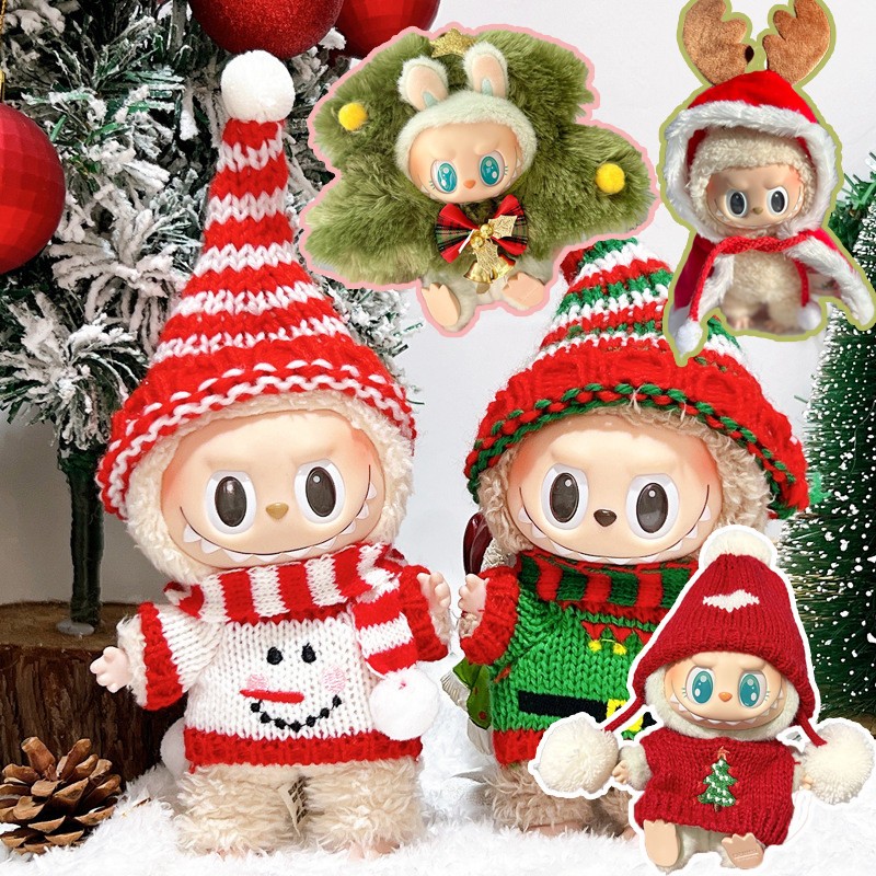 จัดส่งทันที Labubu ชุดลาบูบู้ ชุดลาบูบู้ v2 ชุดเสื้อผ้าตุ๊กตา DIY ผ้าฝ้าย 15 ซม (v1 ยังสามารถสวมใส่ได้)