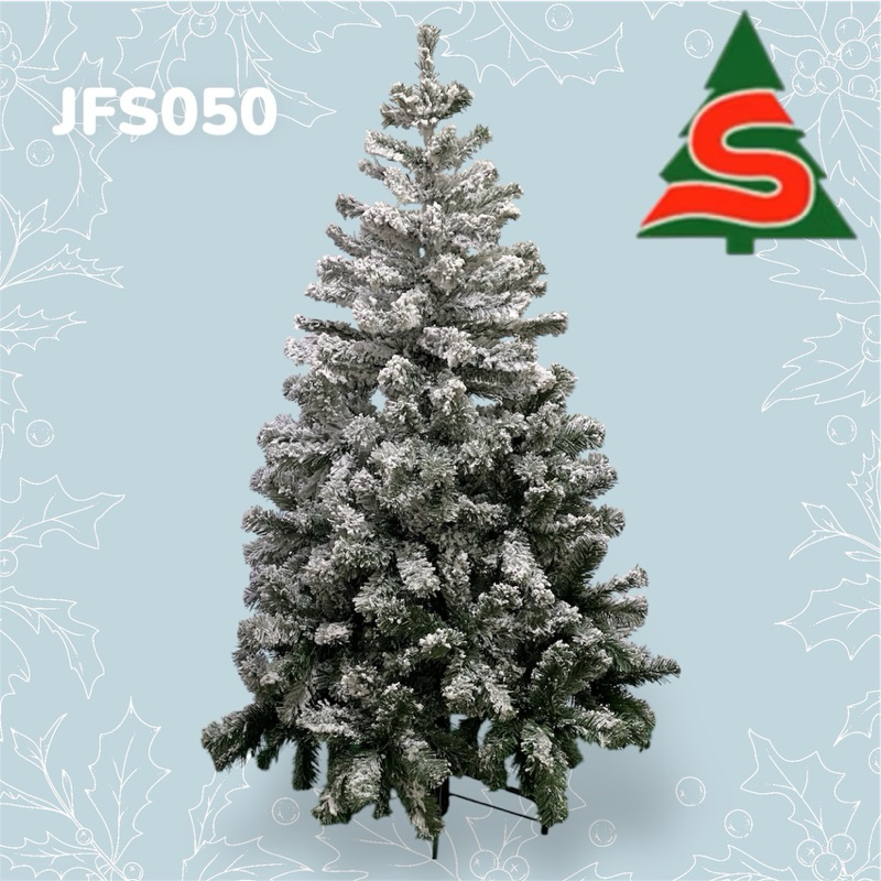 ต้นคริสต์มาสเจอซี่แบบกิ่งหนาเป็นพิเศษ 5”(150 ซม) พ่นหิมะสีเขียว(Christmas Tree Jersey 5F Snow Flocking -Green ) ขาเหล็ก