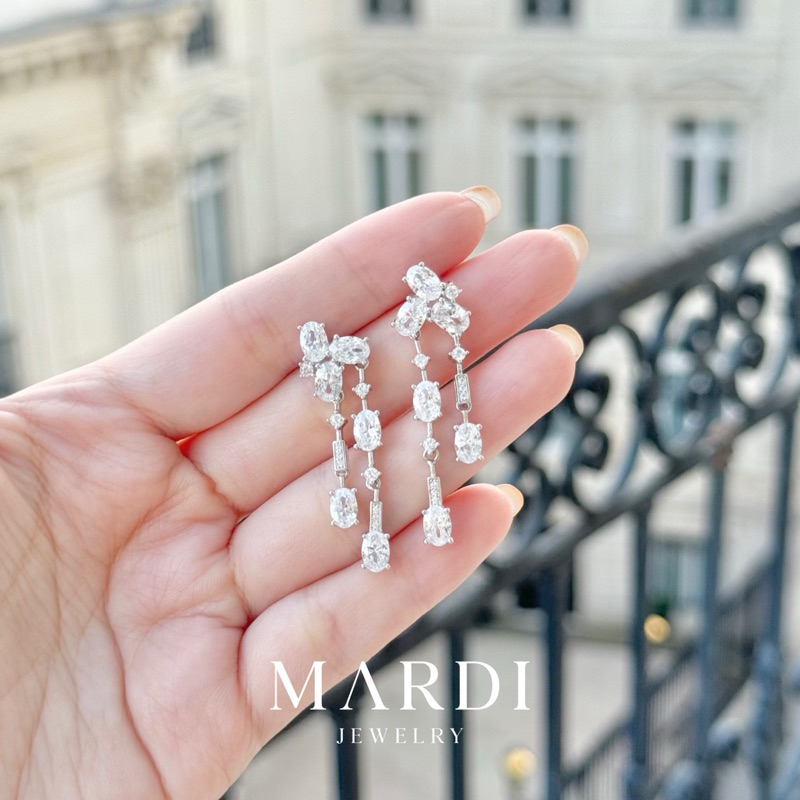 Mardi Jewelry ต่างหูเงินแท้ 925 ต่างหูออกงาน Marry Ovalry Earrings ต่างหูเจ้าสาว