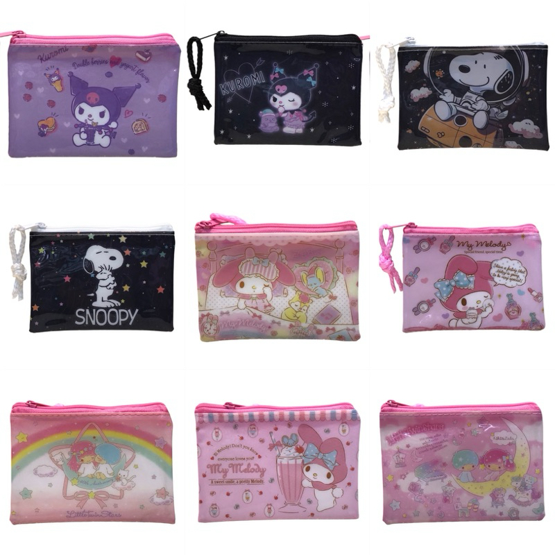 กระเป๋าสตางค์ กระเป๋าเหรียญพร้อมพวงกุญแจ ลายการ์ตูน Sanrio และพ้องเพื่อน