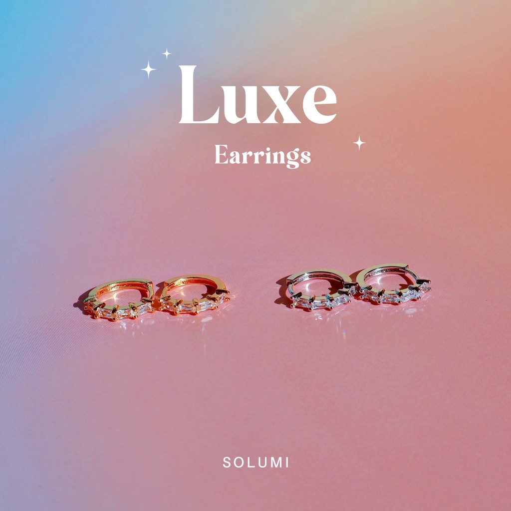 ต่างหูห่วง ประดับเพชร ดีไซน์สวยหรู สไตล์ลูกคุณ ✨SOLUMI Luxe earrings✨ ต่างหู Nickel free
