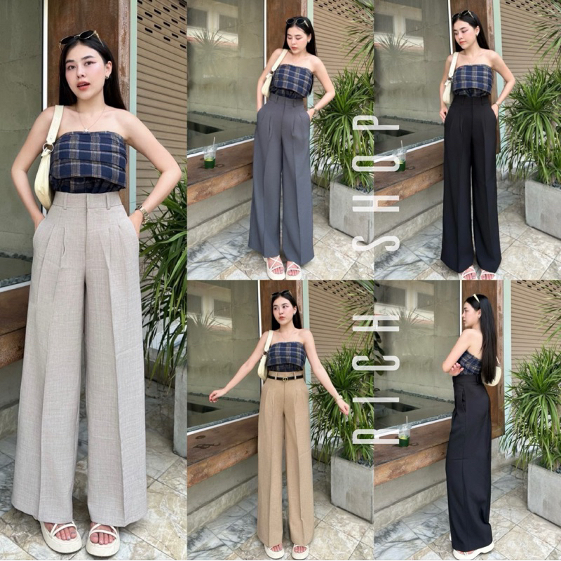 Soda Pants 🦋 กระบอกใหญ่ (ผ้าโซดา) ทรงเบสิค ใส่แมทช์ง่าย ✔️