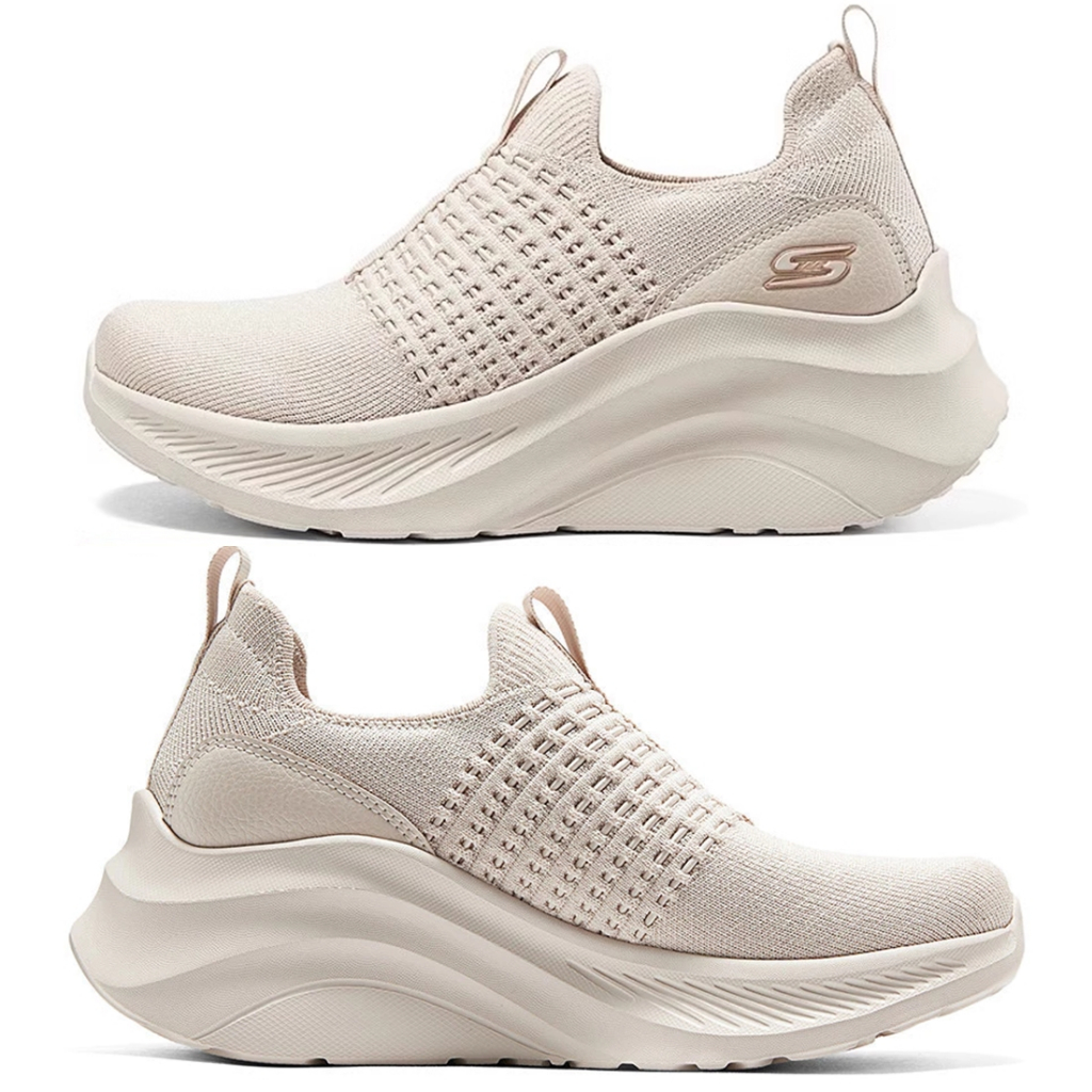 พร้อมส่ง💸เงินสด​ 2,000 🇨🇳 แท้~Global​ 🇨🇳 SKECHERS Bobs Sport Bobs Chaos Hi รองเท้าผ้าใบ​ เสริม ส้นหนา​ สีครีม 117514 NAT