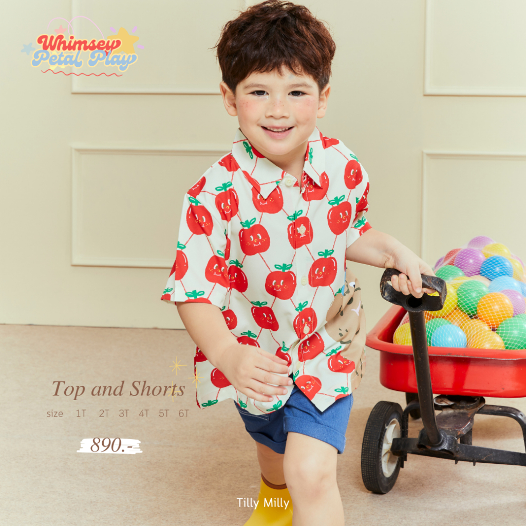 Tilly Milly ชุดเซทเด็กผู้ชายลายแอปเปิ้ล Whimsey petal play collection