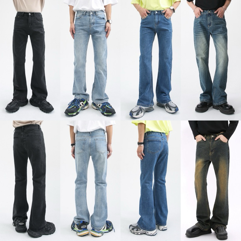 LOST JEANS กางเกงยีนส์เอวสูงปลายขาบานกระบอกเล็ก