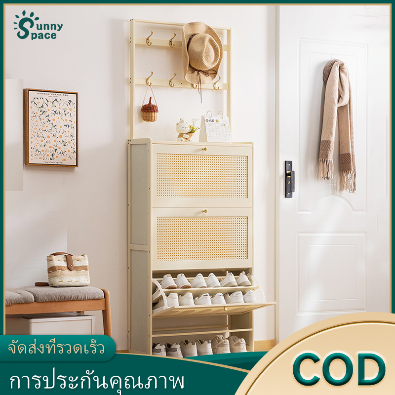 ตู้วางรองเท้า ตู้รองเท้า ทำโดยไม้ไผ่ธรรมชาติ สามารถวางรองเท้า คู่ไว้ในแต่ละชั้น ประหยัดพื้นที่