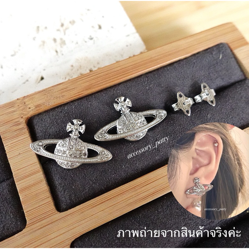 ✨ต่างหูก้านเงิน รุ่นVi03 ขนาด2.5x1.6cmค่ะ ทับงานสวยครบค่ะ ตัวเรือนสีเงินฝังเพชร งานสวยตรงปกค่ะ ✨