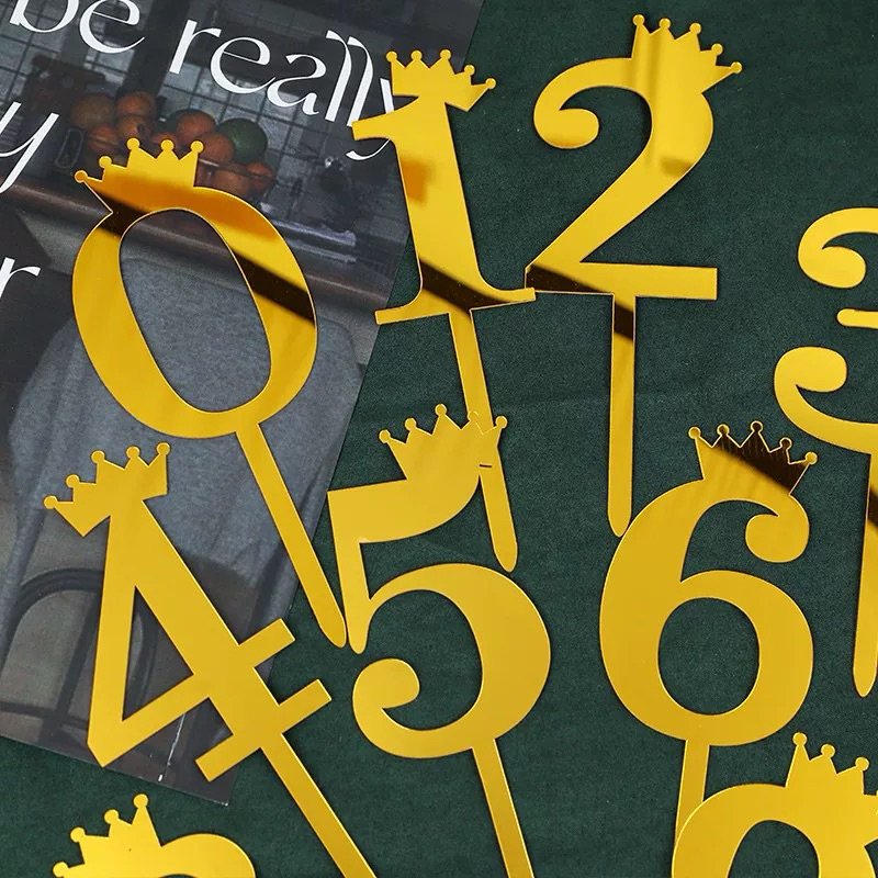 ป้ายปักเค้ก ป้ายอะคริลิคสีทอง ป้ายตัวเลข 0-9 สําหรับตกแต่งเค้กวันเกิด พร้อมส่ง🇹🇭 - รูปที่ 5