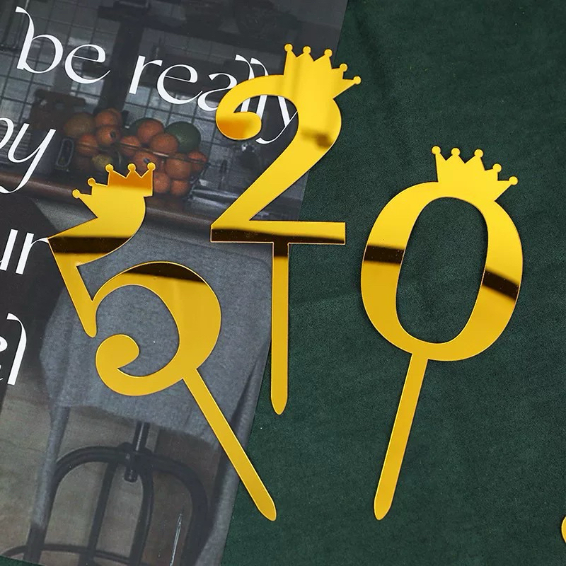 ป้ายปักเค้ก ป้ายอะคริลิคสีทอง ป้ายตัวเลข 0-9 สําหรับตกแต่งเค้กวันเกิด พร้อมส่ง🇹🇭 - รูปที่ 7