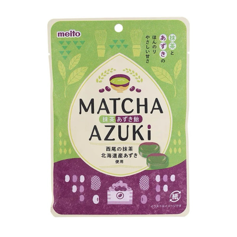 Matcha Azuki Ame (Meito Brand)ลูกอมรสชาเขียวและถั่วแดง ตราเมโตะ