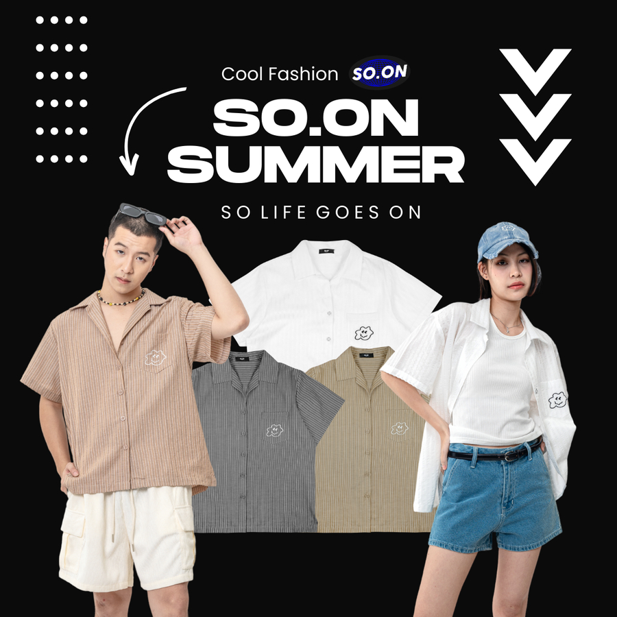 SO.ON Shirt เสื้อเชิ๊ตแขนสั้นทรงโอเวอร์ไซส์ รุ่น Summer (ใส่โค้ด TGERJLY ลดทันที 60.-)