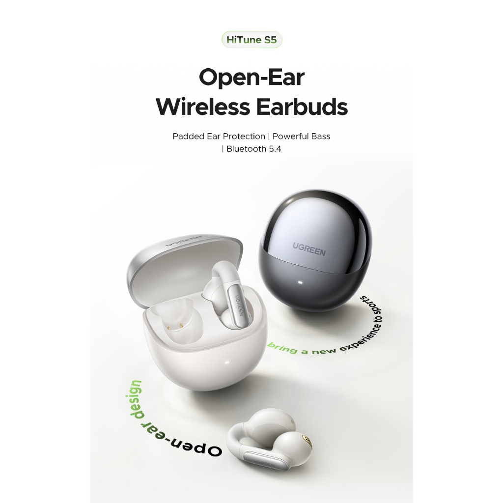 Ugreen HiTune S5 หูฟังไร้สายบลูทูธ 5.4 หูฟังเกี่ยวหูไร้สาย ใช้งานง่าย เสียงชัด พร้อมไมค์ในตัว รุ่น WS210