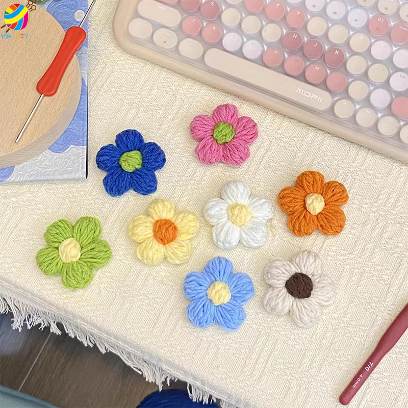 แผ่นผ้าฝ้ายถัก ลายดอกไม้น่ารัก 4cm DIY ดอกไม้ถัก  สําหรับตกแต่งเสื้อผ้า รองเท้า หมวก - รูปที่ 5