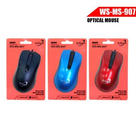 Primaxx WS-MS-907 MOUSE Optical USB (เมาส์มีสาย)มีน้ำหนักเบาทำให้สามารถใช้งานได้เป็นเวลานานๆ