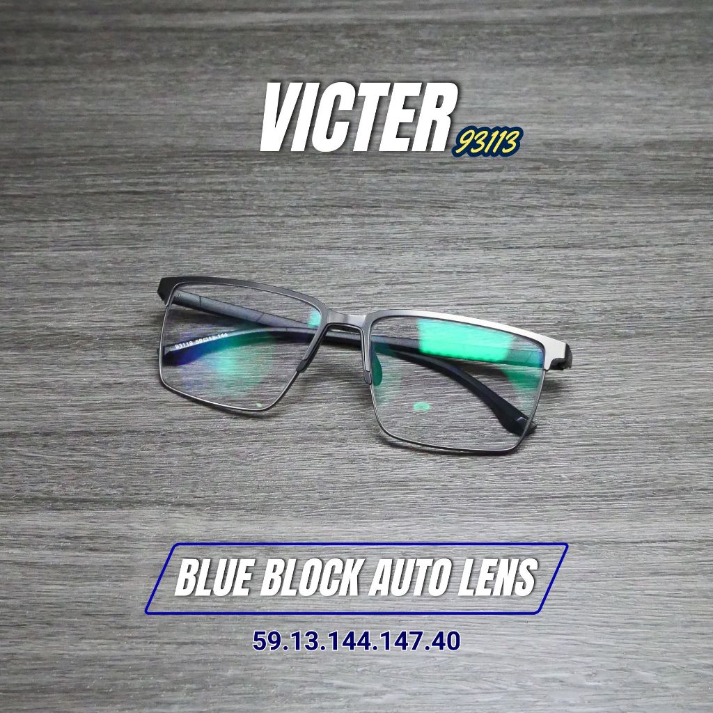 แว่นตาสายตาสั้น เลนส์บลูบล็อคออโต้ รุ่น Victor วิคเตอร์ 93119 ในร่มเลนส์ใสออกแดดเปลี่ยนสีเทาดำ