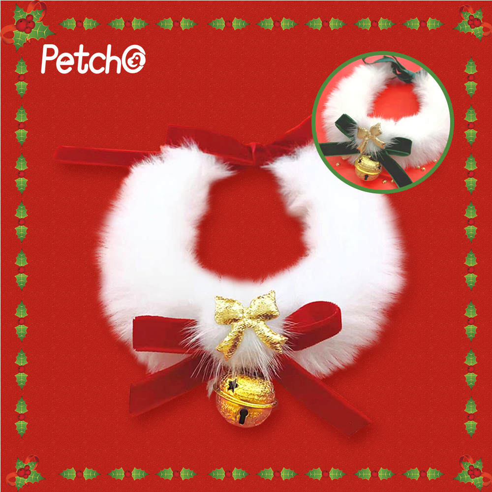 Petcho ปลอกคอ ผ้าพันคอ ประดับโบว์ คริสต์มาส แฮนด์เมด สําหรับสัตว์เลี้ยง สุนัข แมว