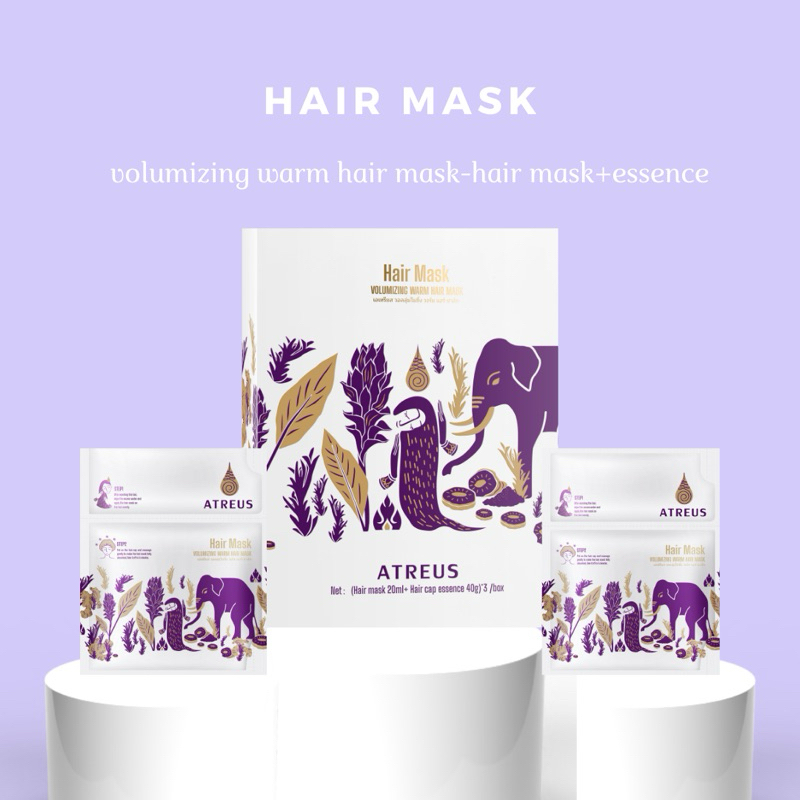 สปาหมักผม ATREUS ครีมหมักผม  ทรีทเม้นผม ไม่ต้องอบไอน้ำ ชุ่มชื้น ผมเรียบลื่น   หมวกบำรุงเส้นผม