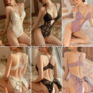❤️Great Night❤️ชุดนอนไม่ได้นอน บอดี้สูท ชุดนอนเซ็กซี่ เว้าหล…