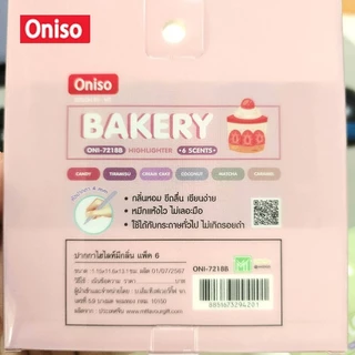ปากกาเน้นข้อความ Oniso 6 แท่ง มีกลิ่นหอม รุ่น 7218A กลิ่นดอกไม้ / 7218B กลิ่นเบเกอรี่ ไฮไลท์โอนิโซะ
